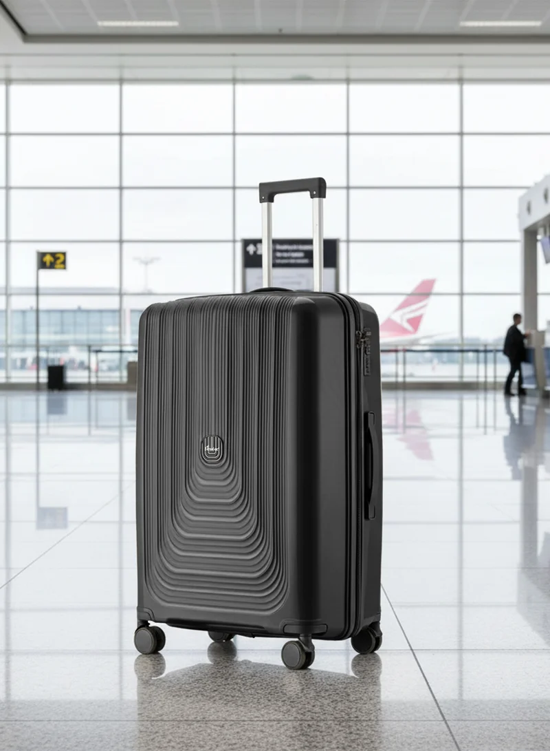 سيناتور حقيبة سفر كبيرة للجنسين بهيكل صلب خفيف الوزن بعجلات دوارة مزدوجة وقفل برقم سري أسود